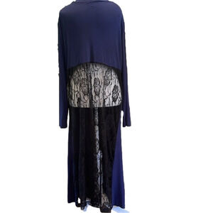 Joli clothes  of Vancouver purply blue maxi cardigan with back black lace insert